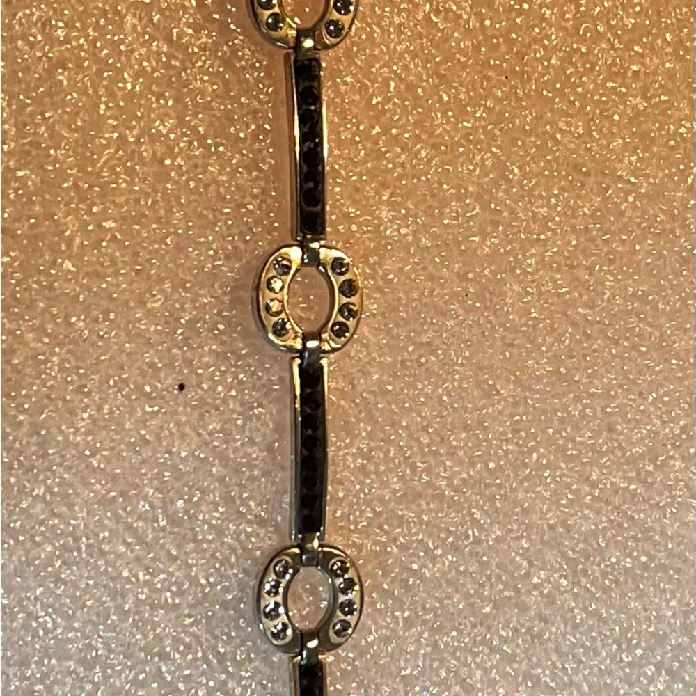 .925 Sterling Silver Bracelet With Black and Clear Beads.. Very Elegant. - Picture 4 of 9